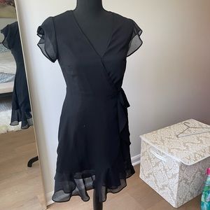 Black chiffon wrap dress